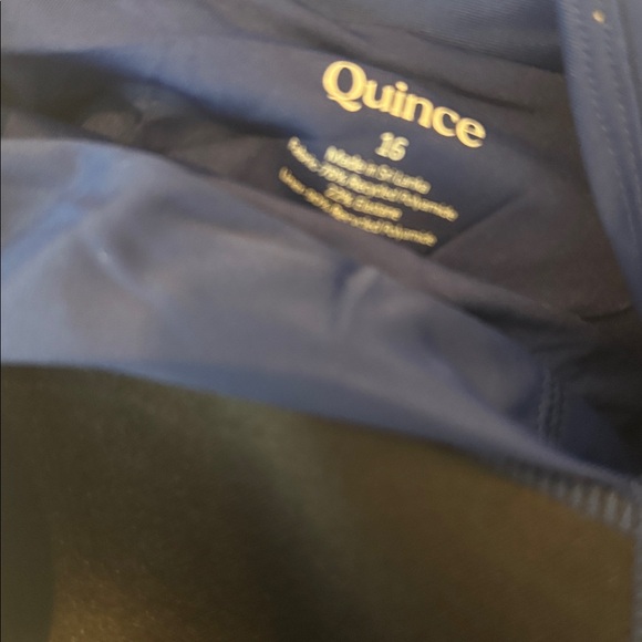 Quince Italian Ruffle Shoulder One-Piece Swimsuit Sz 16 Navy NEW - Picture 4 of 5